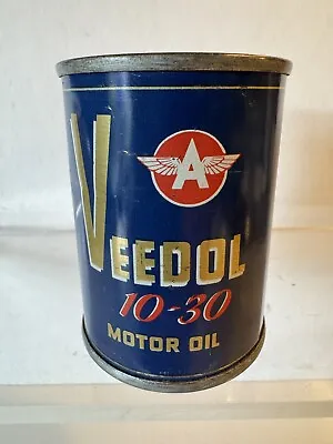 FLYING A VEEDOL 10-30 Motor Oil / Advertising Tin Litho Can / Penny Bank • $39.99