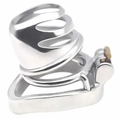 Male Chastity Cage Device Men Short Metal Locking Belt CC221 Stainless Steel • $19.75