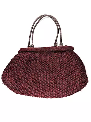 MARY POPPINS Wool Knit Boho Leather Strap Carry All BIG Bag Purse 25  • $29.99