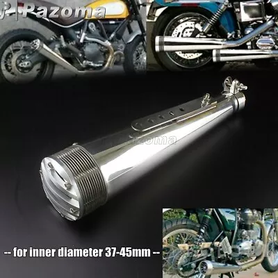 Motorcycle Exhaust Muffler Pipe 37-45mm Universal For Yamaha Honda Harley Chrome • $83.72