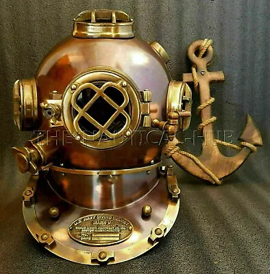 Antique 18  Diving Divers Helmet Vintage U.S Navy Mark V Scuba Diving Helmet • $178.19