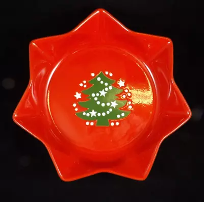 Vtg Waechtersbach Red Christmas Tree Holiday Plate Star Shaped Dish Germany 10” • $25