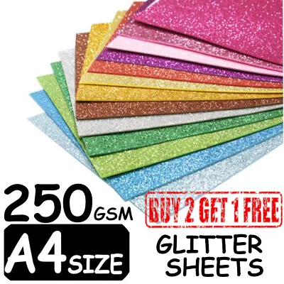 Pack Of 50 Sheets Zero Shed A4 Size Glitter Card Assorted Colours Self Adhesive • £10.99