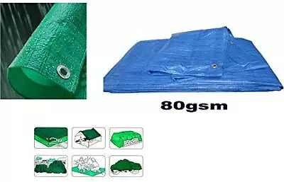 Heavy Duty Plastic Cover Waterproof Tarpaulin Tarp Ground Sheet Blue Or Green • £9.99