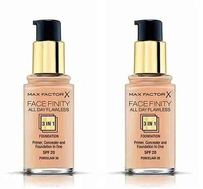 Max Factor FaceFinity 3 In 1 Foundation Primer & Concealer Porcelain 30 (2 Pk) • $19.99