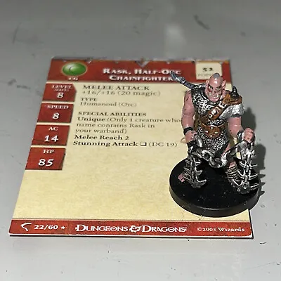 Dungeons & Dragons D&D Miniatures Deathknell RASK HALF-ORC CHAINFIGHTER #22 • £6.99