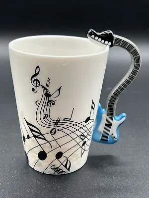 LanHong 13.5 Oz Musical Note Design Blue Guitar Coffee/Mug Music Ceramic Cup • $12