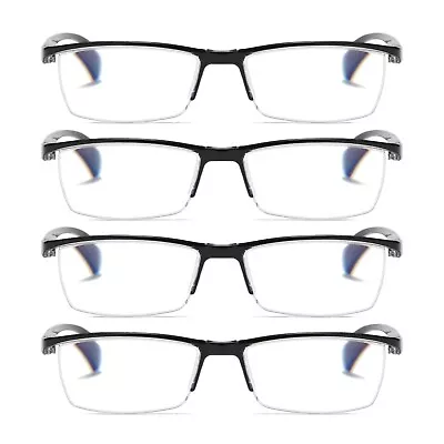 4 PK Mens Half Frame Spring Hinge Reading Glasses Blue Light Blocking Readers • $13.59