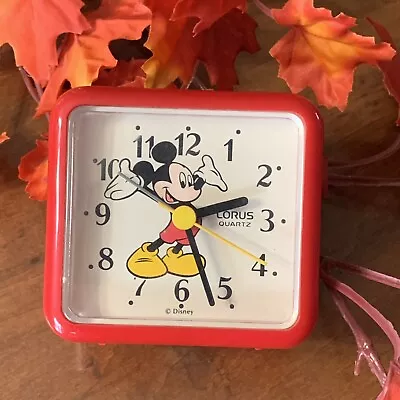 Vtg Mickey Mouse Walt Disney Lorus Quartz Alarm Clock Red Battery Operated As Is • £5.79