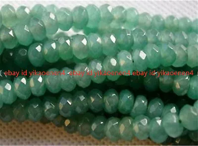 Natural 5x8mm Faceted Green Emerald Gemstone Abacus Rondelle Loose Beads 15'' AA • £5.99