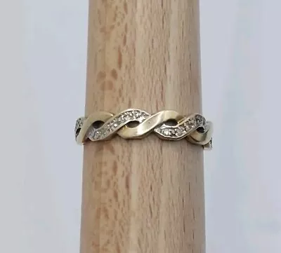 9ct Yellow Gold Diamond Twist Ring. Size M. (1.23g) • $77.35