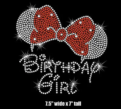 7.5  Minnie Mouse Ears Birthday Girl Iron On Rhinestone Transfer Bling Patch • $15.25