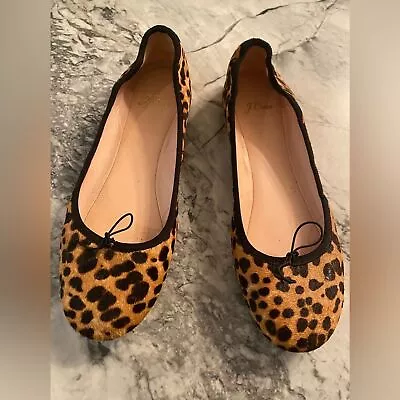 Women’s Leopard Calf Hair J Crew Ballerina Flats - Sz 9.5 • $65