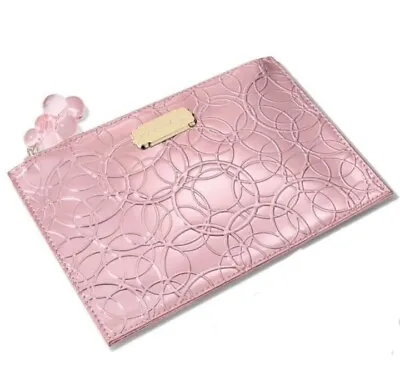 Mac Pink Metallic Faux Leather Cosmetic Bag With Zipper • $10.95