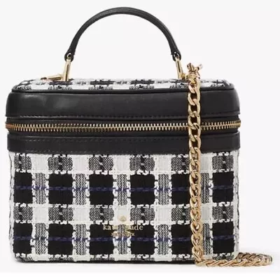 Kate Spade Carey Check Tweed Fabric Top Handle Trunk Crossbody Handbag KC494 NWT • $237.85