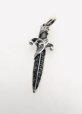 David Yurman .925 Sterling Silver Men's Waves Dagger Amulet With Black Diamonds • $374.99