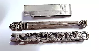 3 Sterling Vintage Tie Clips 1-mexico  1-international  1-simmons Total 26 Grams • $55