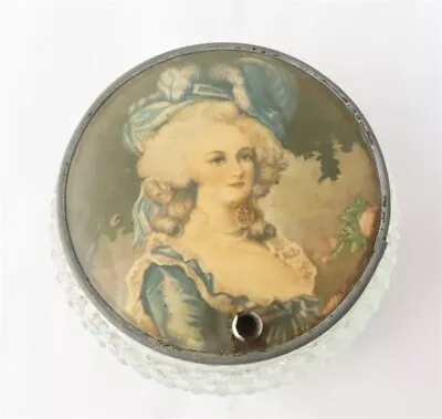 Vintage Marie Antoinette Lid Thousand Eye Pattern Glass Powder Jar W/Mirror • $15