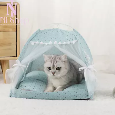 Cat Beds Pet Tent House Warm Cushions Furniture Winter Kitten Claiming Bed Cozy • $29.99