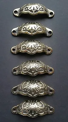 6 Apothecary Drawer Bin Pull Handles POLISHED Brass Ant.Victorian Style 3 C.#A2s • $49.95