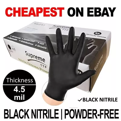 Black Nitrile Powder & Latex Free Thick Disposable Gloves Tattoo Mechanic 100 • £6.89