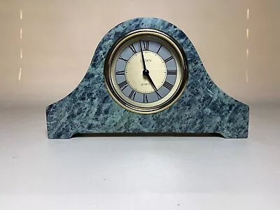 Vintage Linden Green Marble / Granite Desk / Mantel Clock  9  X 5  X 1.5 Wide • $44.99