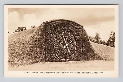 Postcard RPPC Floral Clock Greenfield Village Dearborn Michigan Edison Institute • $9.90