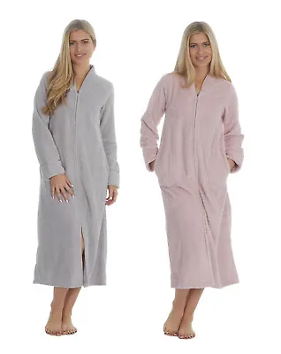 Womens / Ladies Zip Front Supersoft Fleece Dressing Gown / Housecoat / Robe • £23.99