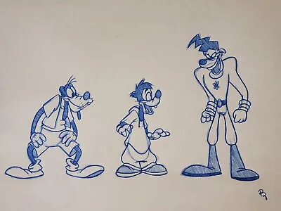 Disney A Goofy Movie Powerline And Max Drawing/sketch Signed Hand Made/drawn • $40