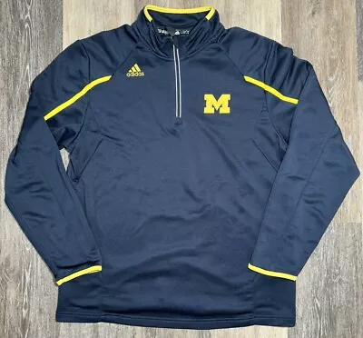 Michigan Wolverines Adidas Climalite Quarter Zip Size Men’s Large Blue • $19.99