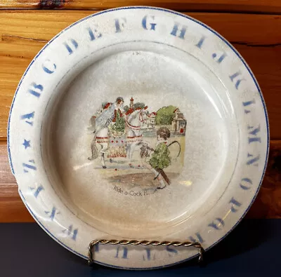 Antique Ceramic Baby Warming Plate Dish Alphabet Nursery Rhyme Ride A Horse • £17.10
