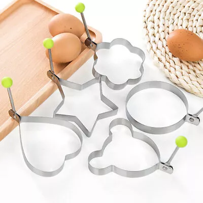 5X Stainless Steel Frying Pan Fried Egg Pancake Cooking Ring Mould 5 Styles UK • £3.99