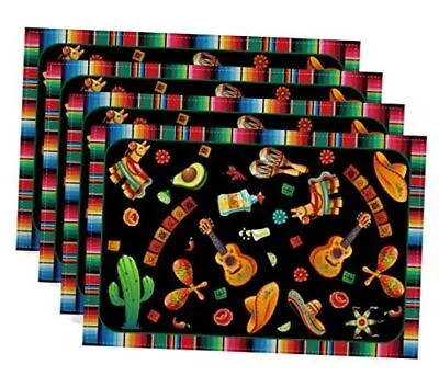 Linen Cinco De Mayo Placemats Set Of 4 Mexican Table Mats Cinco De Mayo  • $21.80