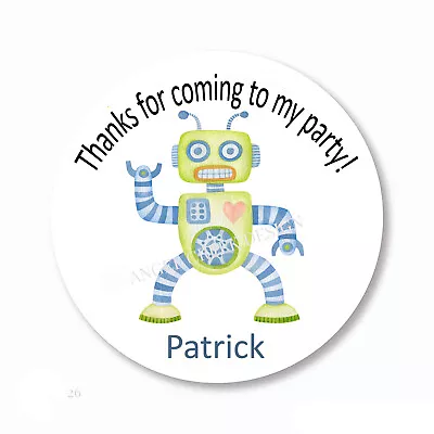 Robot Birthday Favors Labels Seals Tags Robotics Stickers 4 Sizes • $4.74