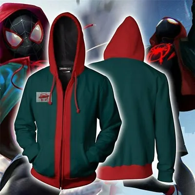 $29.59 • Buy Miles Morales Spider Man Multiverse Superhero Coat Anime Cosplay Costume Hoodies