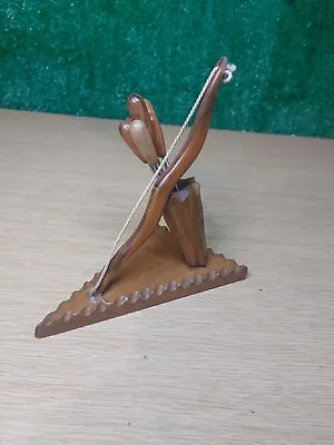 Vintage Retro Mid-Century 60s Barware Olive Wood Bow  Cocktail Fork Picks Holder • £7.50