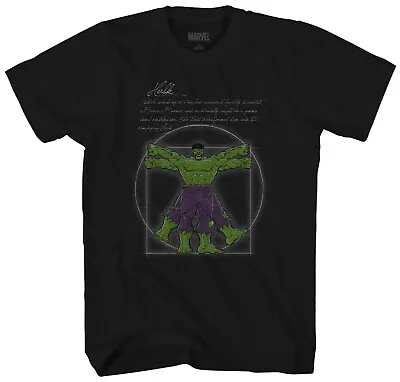 Marvel Vitruvian Hulk Men's Black T-Shirt New • $13.99