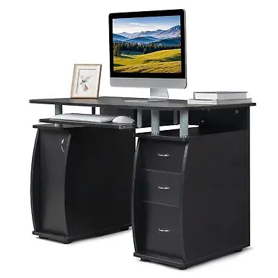 Gaming Desk Computer Desk PC Laptop Study Table With 3 Drawers + Cabinet Storage • $142.99