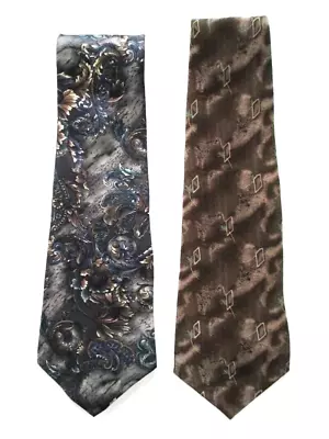 Men's Silk Neck Ties - Henry Grethel And Van Heusen - Set Of Two • $18.95