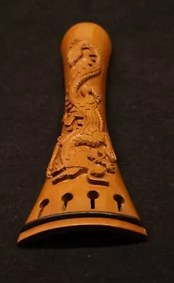 Handmade Carved  Boxwood Violin Tailpiece 4/4. Dragon High Relief Design # 51 • $42.99