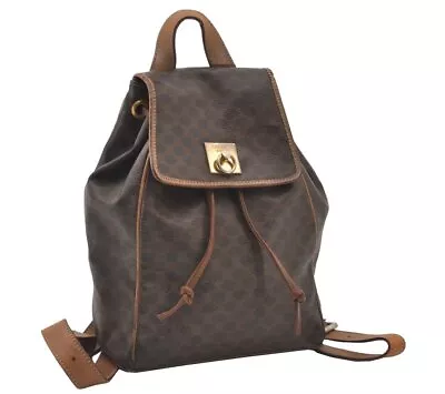 Authentic CELINE Vintage Macadam Blason Pattern Backpack PVC Leather Brown 0272J • $31