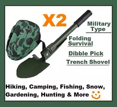 2x Military Type Folding Survival Dibble Pick Trench Shovel Camping Hiking New • $23.50