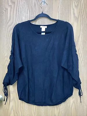 NWOT Womens Max Studio Black Drawstring Sleeve Lightweight Sweater Blouse SIZE S • $28