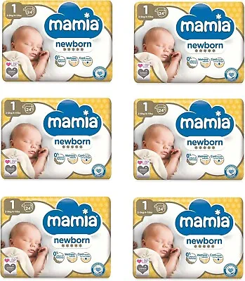 Pack Of 6 Baby Newborn Nappies Size 1 2-5kg 6 X 24 - 144 Nappies Baby Newborn • £16.99