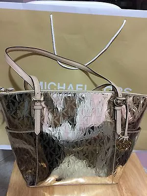 Michael Kors Jet Set Item  Top Zip Mirror Tote Print MK LOGO NWT • $239.99