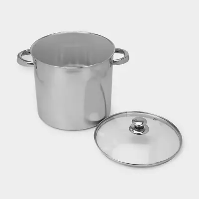 7.6L Stainless Steel Stockpot Large Cooking Kitchen Stock Pot Tempered Glass Lid • $12.66