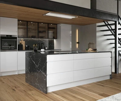 £45 • Buy Magnet Kitchen Luna Range Gloss White J Handleless Cabinet Door 700 By 450 