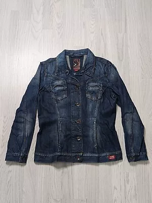 Womens Miss Sixty Denim Blue Jeans Trucker Vintage Jacket 100% Cotton Size Large • $14.93