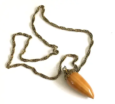 $7.60 • Buy Vintage 16  Chain Necklace Wood Acorn Pendant Fall Autumn Fun