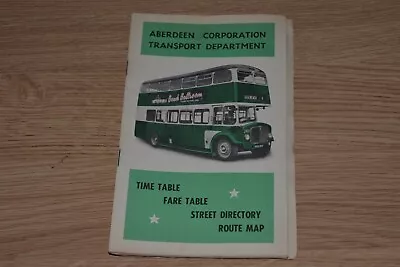 1963 Aberdeen Corporation Transport Route Map With Times & Fares • £11